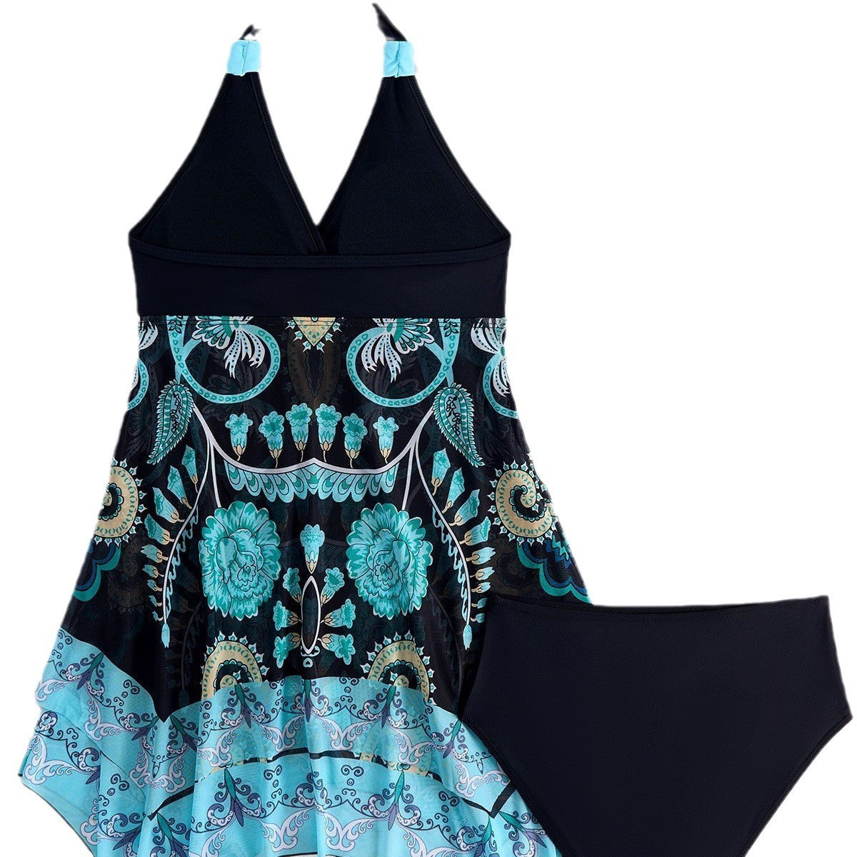 New Digital Print Floral Tankini Belly-Slim Conservative Beach Split Swimsuit for Women
