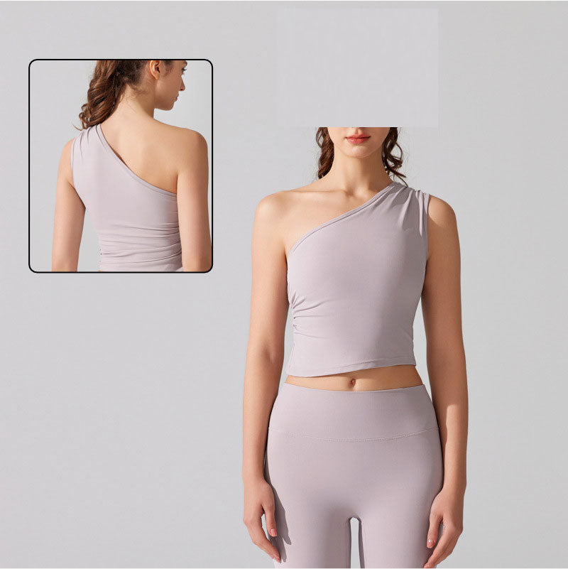 Off-Shoulder Performance Sports Bra | Asymmetrical Design for Running, Yoga, Dance & Fitness