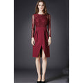 Jhon Peters Women's Long sleeves Victoria Backhams Bud Skirt Lace Dress