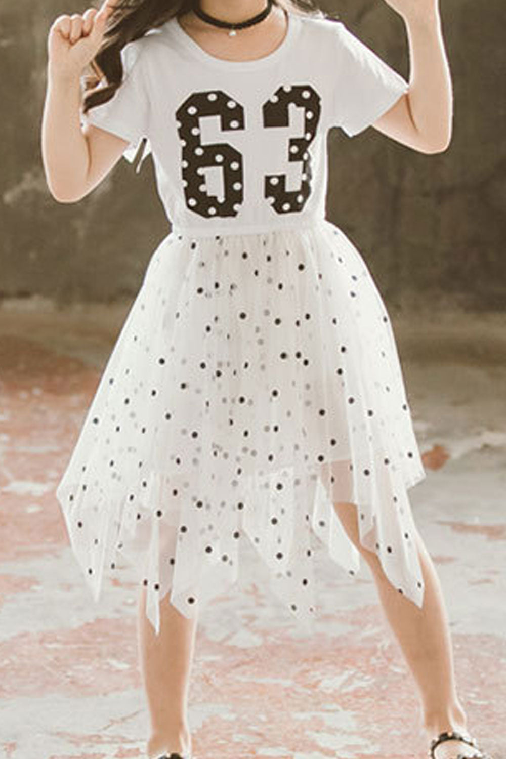 Kids Girls Superb Letter Pattern Thin Short Sleeve Easy Round Neck Summer A-Line Pullover Dress
