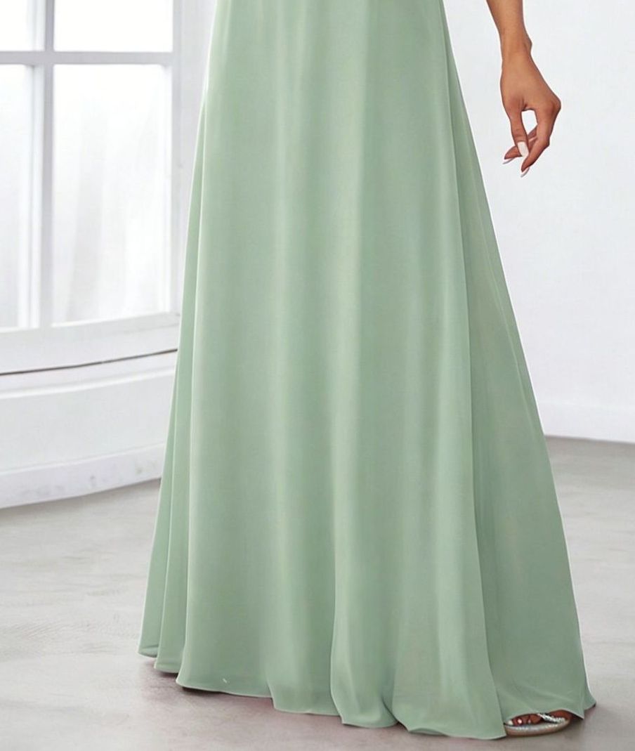 Women's Deep V-Neck Sleeveless Front Pleated Chiffon Maxi Dress