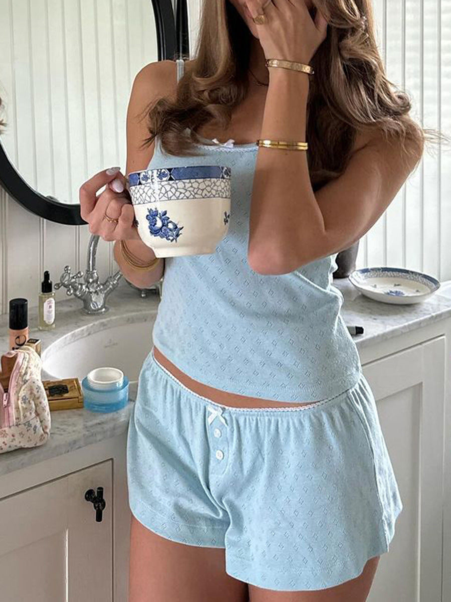 Casual & Comfortable Vest, Camisole, Pants, and Shorts Loungewear Set