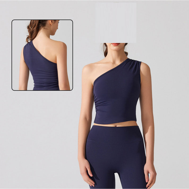 Off-Shoulder Performance Sports Bra | Asymmetrical Design for Running, Yoga, Dance & Fitness