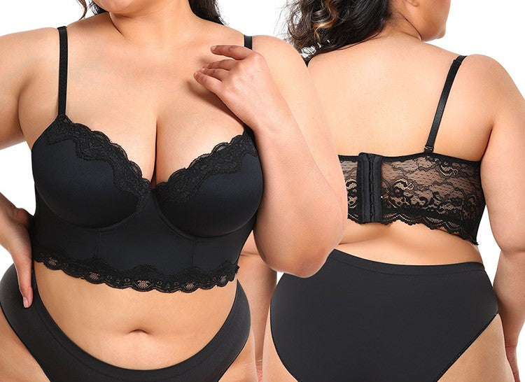 Plus Size High-Support Body Shaping Vest-Style Lace Bra with Beautiful Back – Full Coverage, Comfortable & Firm Control