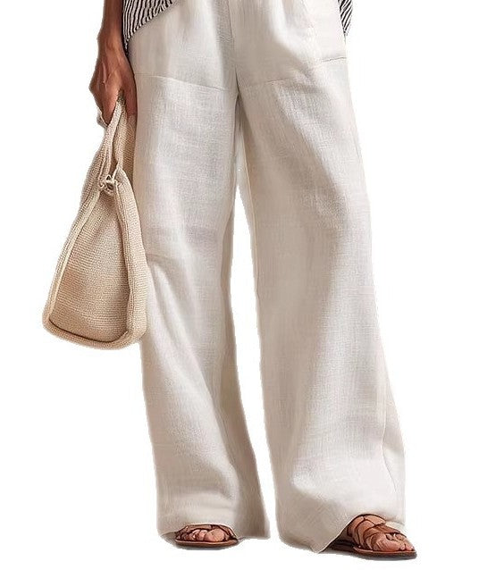 Women's Summer Casual Wide-Leg Pants Two-Piece Set – Short Sleeve Relaxed Outfit