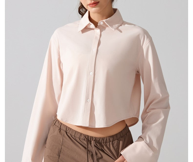 Summer Ice Silk Sun Protection Shirt for Women - Breathable Long-Sleeve Lightweight UV Protection Original Yarn Cooling Top