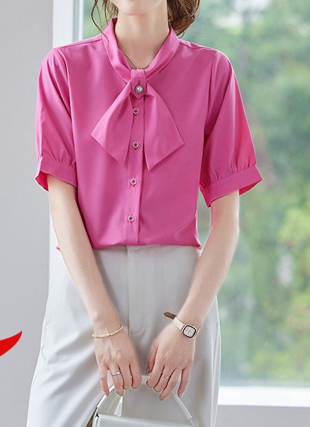 Women's Summer Casual Round Neck Work Shirt