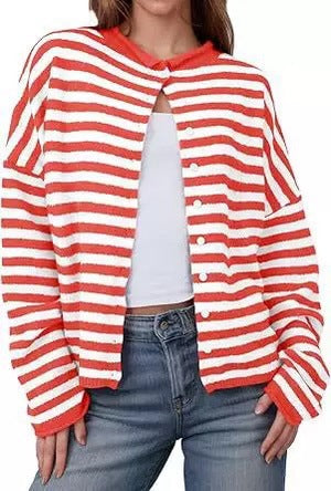 Women's Striped Cardigan - New Autumn and Winter Casual Knitwear