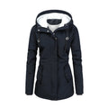 Autumn and Winter Zipper Imitation Silk Cotton Mid-Length Jacket