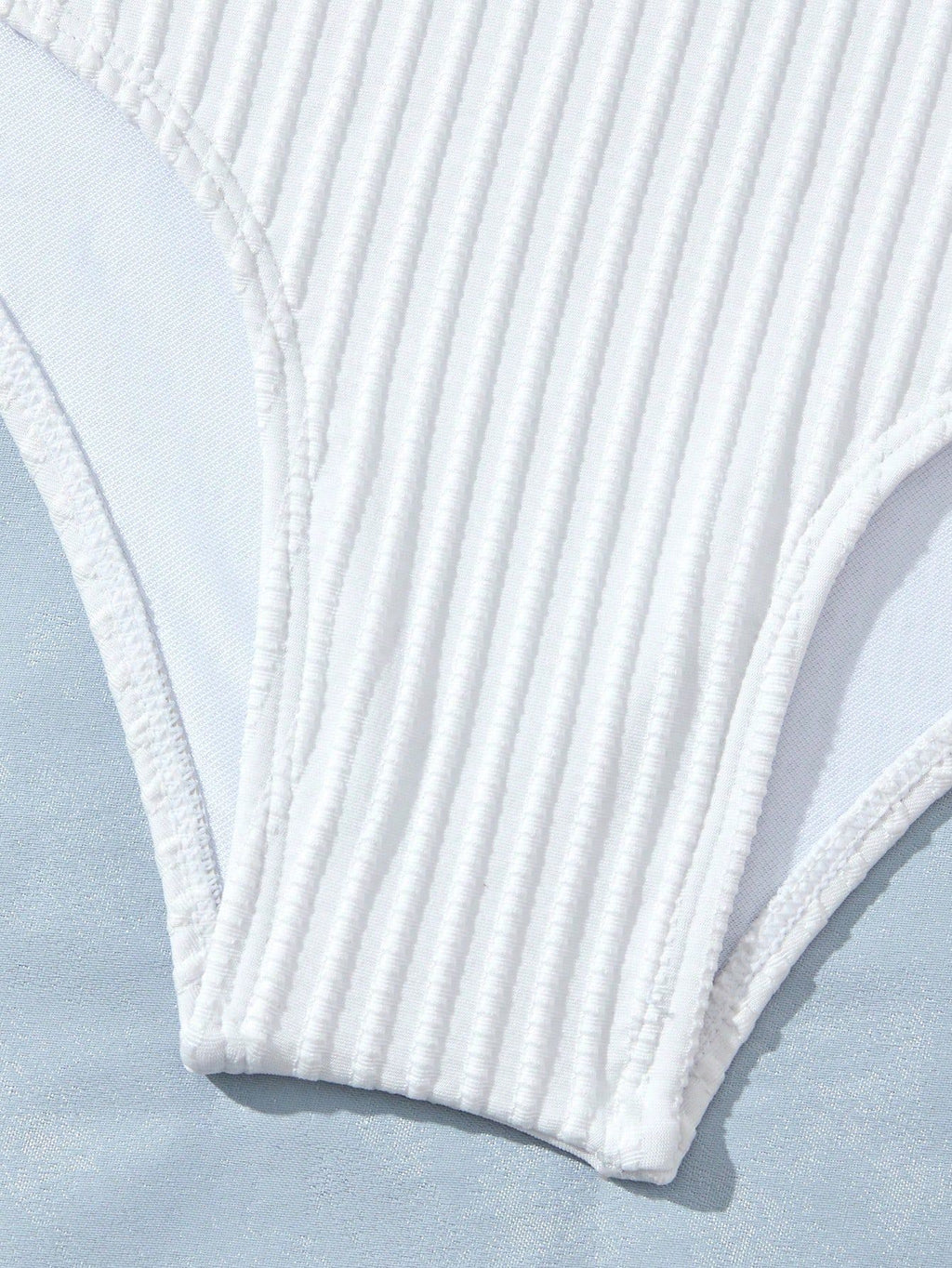 New Solid Color Bow Flying Edge Pleated High-Waist Split Bikini Swimsuit
