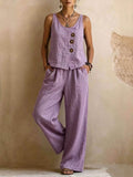 Women's Sleeveless Casual Two-Piece Suit Set