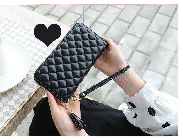 Women's Long Clutch Bag 2026 – Eco-Friendly Soft Leather, Diamond Pattern