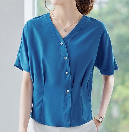 Women's Short-Sleeved Summer Shirt - Lightweight Elegant Casual Top