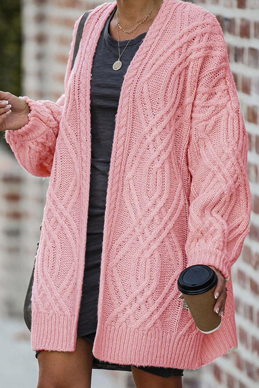 Women Ribbed Cuff Mid length Rainbow Striped Front Open Cardigan