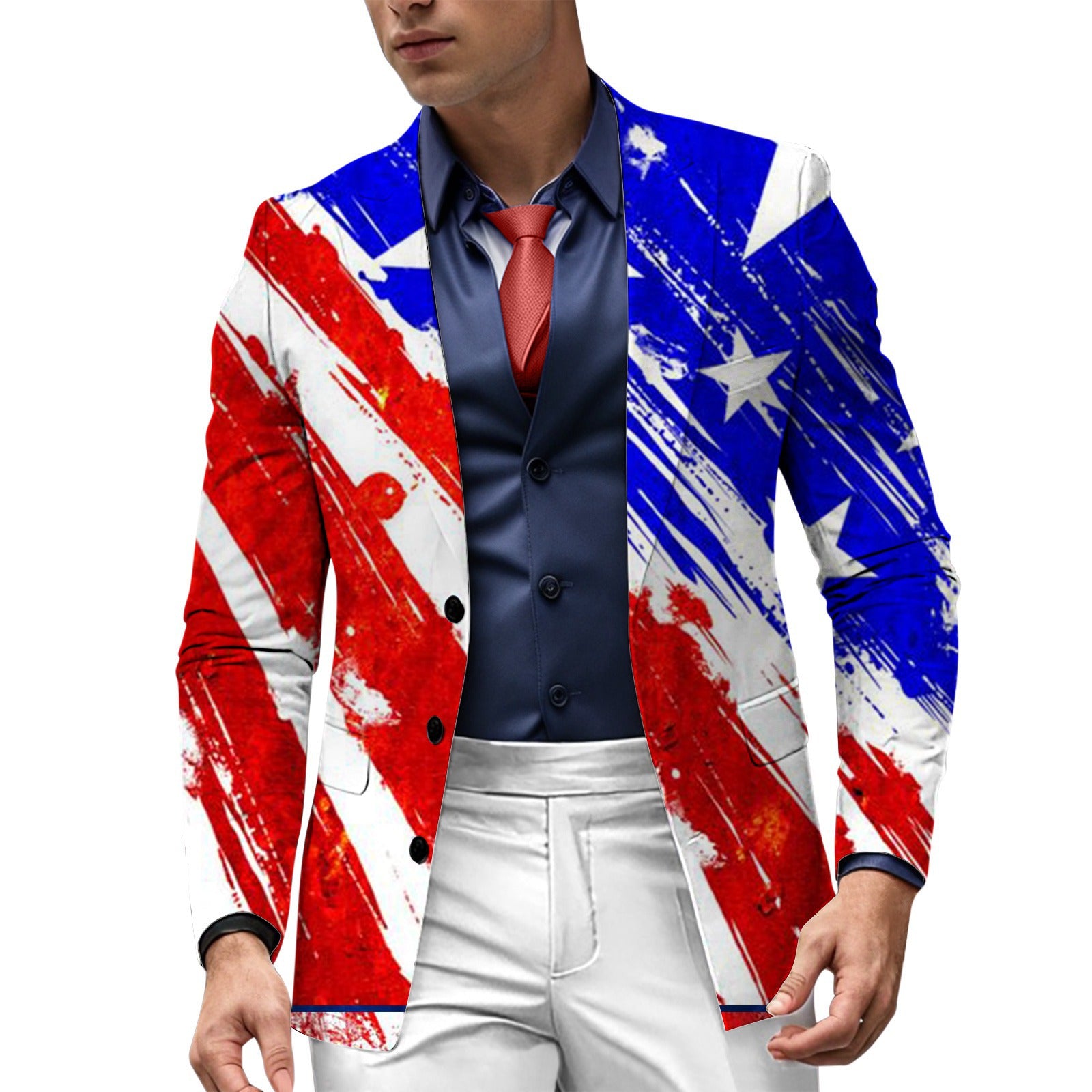 Men’s 3D Printed US Flag Casual Suit Set