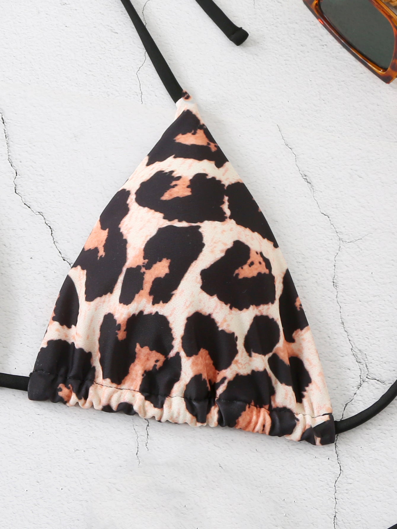 New Leopard Print Lace-Up Neck Bikini Briefs Split Swimsuit for Women