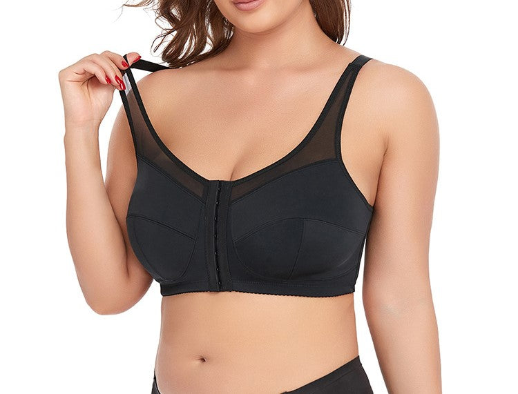 Wire-Free Lace Front-Clasp Bra for Large Cups (B–F) | Lightweight Support | Plus Size Fit