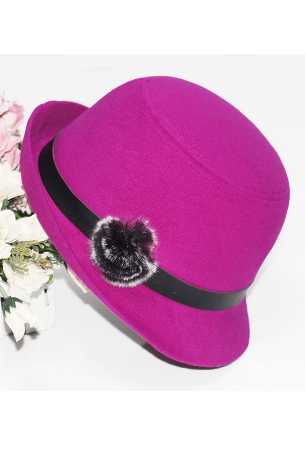 Women Cute Hairball Decoration Cold Protection Beret Hat