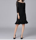 Branded French Lace Dress for Women – Plus-Size Off-Shoulder Elegant Crochet Fishtail Skirt | New Spring & Autumn Collection