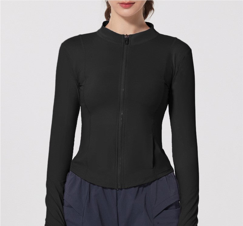 Summer Ice-Feel Thin Yarn Sun Protection Jacket - Lightweight Anti-UV Sports & Yoga Wear, Long Sleeve with Finger Holes