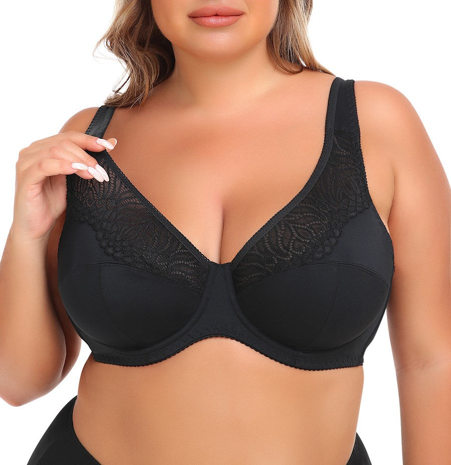 Popular Lace Underwire Plus Size Bra BCDEF Cup Supportive Corset-Style Lingerie