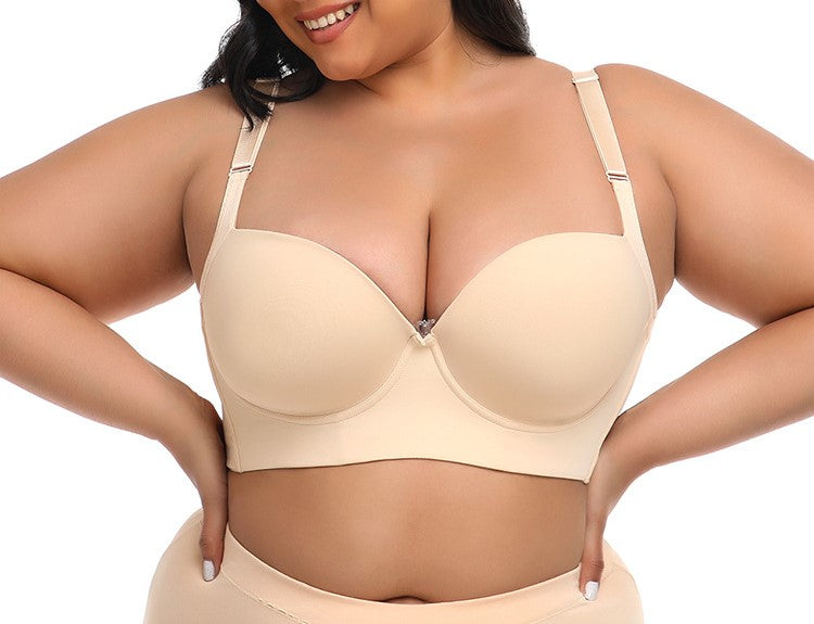 Push-Up Seamless Cup Vest-Style Sports Bra with Breast Support, Back Smoothing & Body-Shaping Design (Large Size, Longline Fit)
