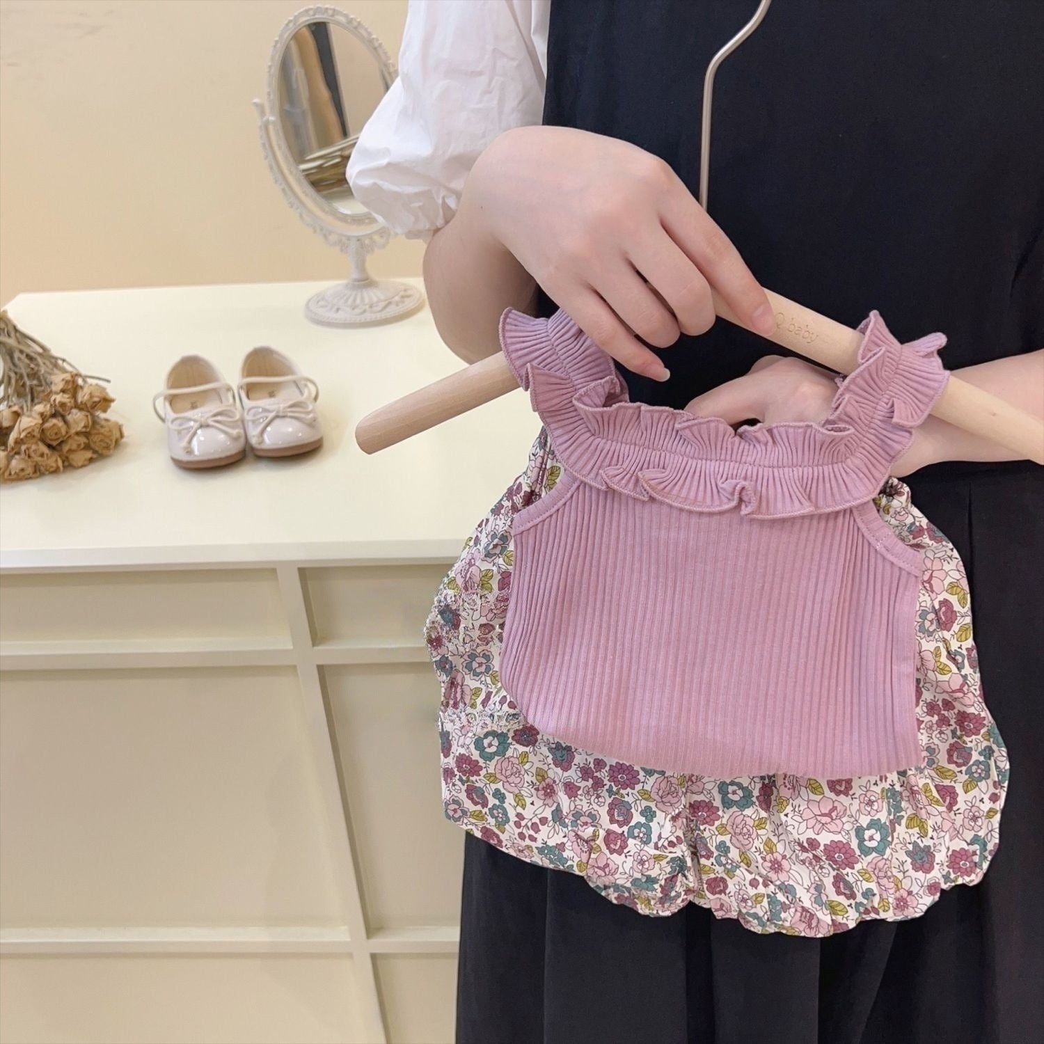 Girls’ Lace Vest Sling Top & Floral Bud Shorts - RAC26JP5390BATS