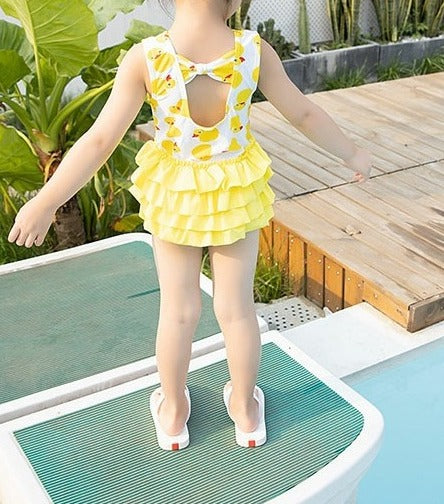 Girls Summer Cartoon Lace One-Piece Swimsuit – Cute Fashion Beachwear - RAC26JP5464BATSW