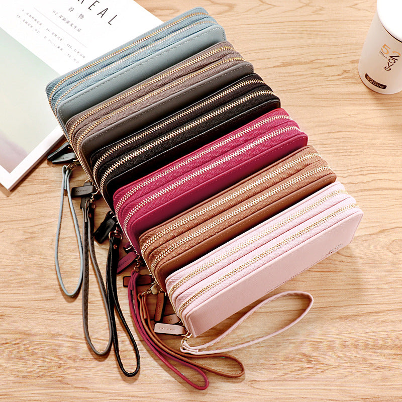 New Women's Double Zipper Wallet – Long, Large Capacity, Trendy Double-Layer Clutch Bag