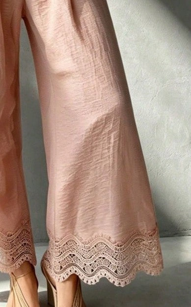 New Spring and Summer Solid Color Artistic Casual Two-Piece Set with Top and Long Pants
