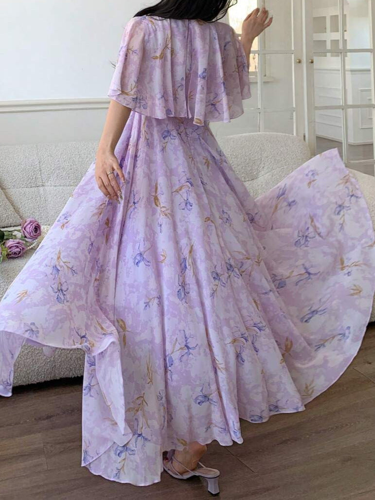 Women's V-Neck Elegant Summer Long Dress – Flowing Fairy-Inspired Maxi Dress with Comfortable Fit