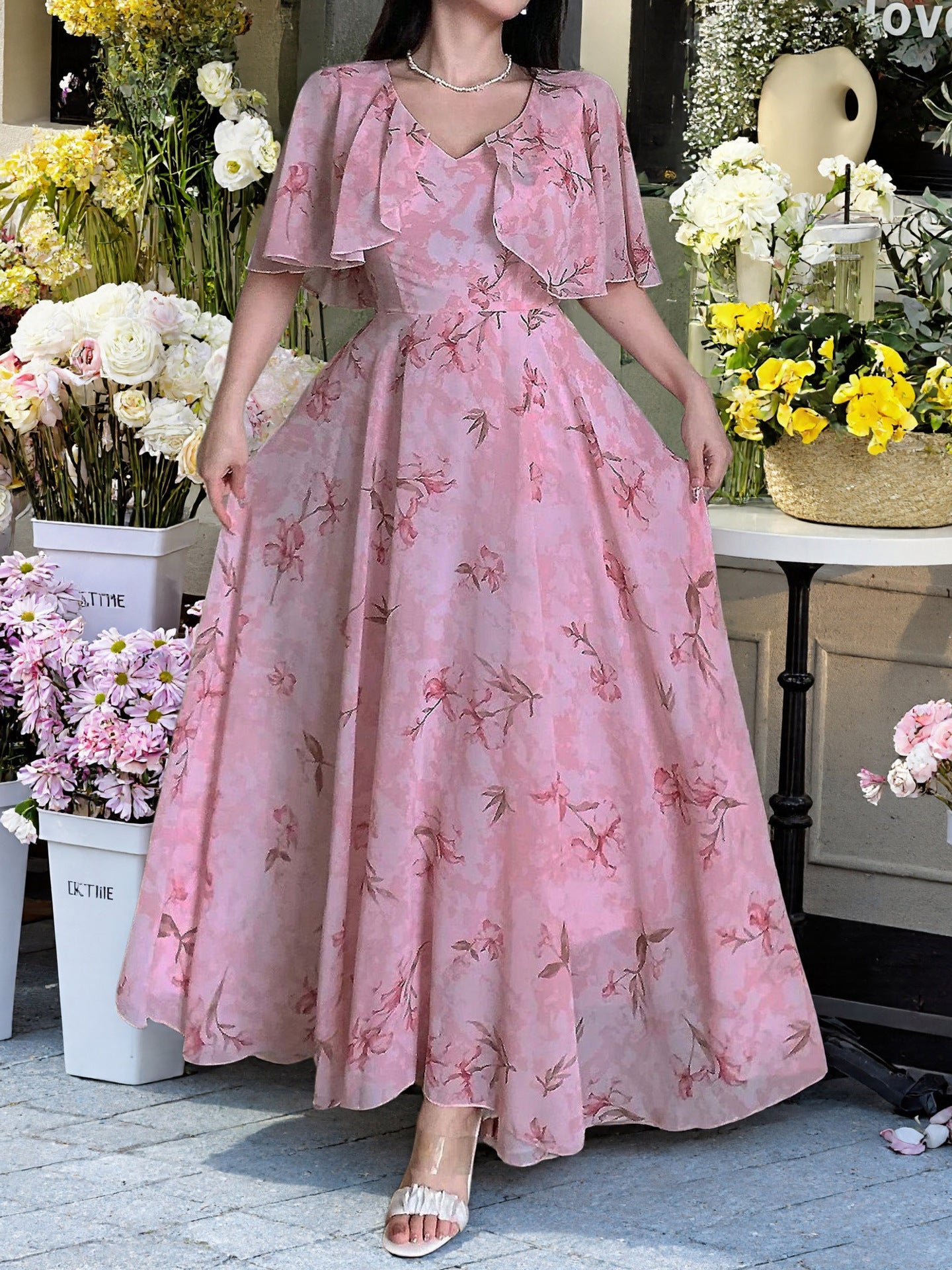 Women's Elegant Printed Maxi Dress – Long Flowing Dress with Soft Fabric, Comfortable Fit, Everyday and Special Occasion Wear