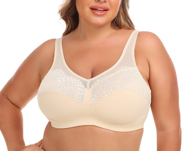 Lace Wire-Free Plus Size Bra for Women – E Cup Supportive Soft Underwear