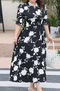 Women's Fashion Chiffon Printed Mid Length Waist Dress