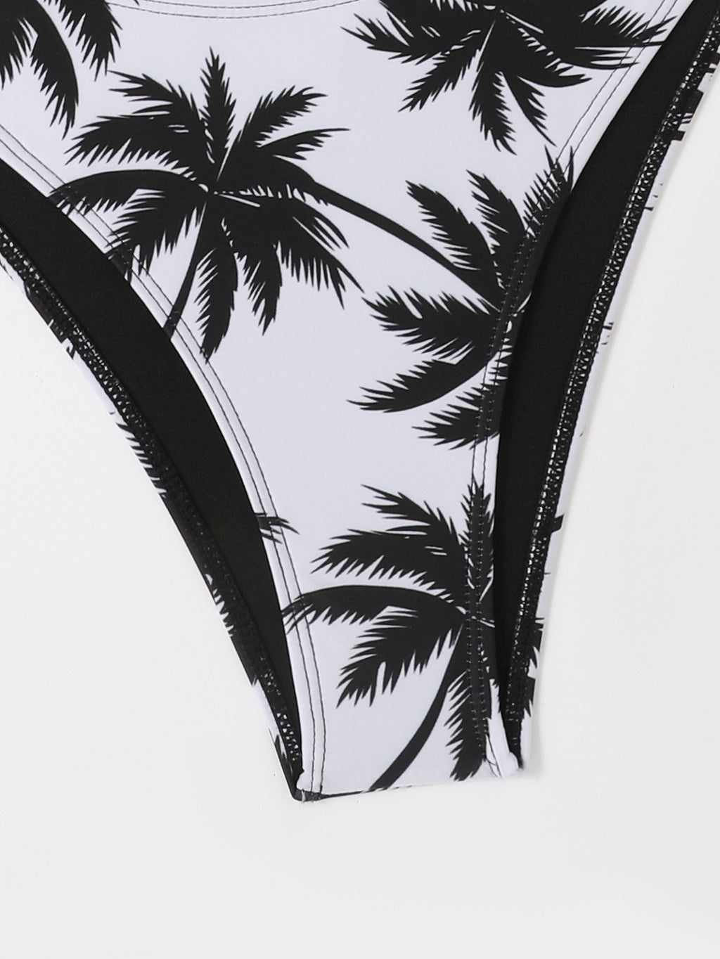 New Digital Print Lace-Up Neck Bikini High-Collar Split Swimsuit