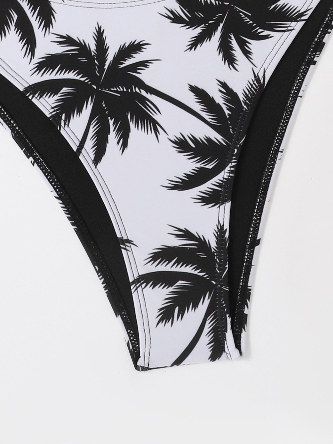 New Digital Print Lace-Up Neck Bikini High-Collar Split Swimsuit