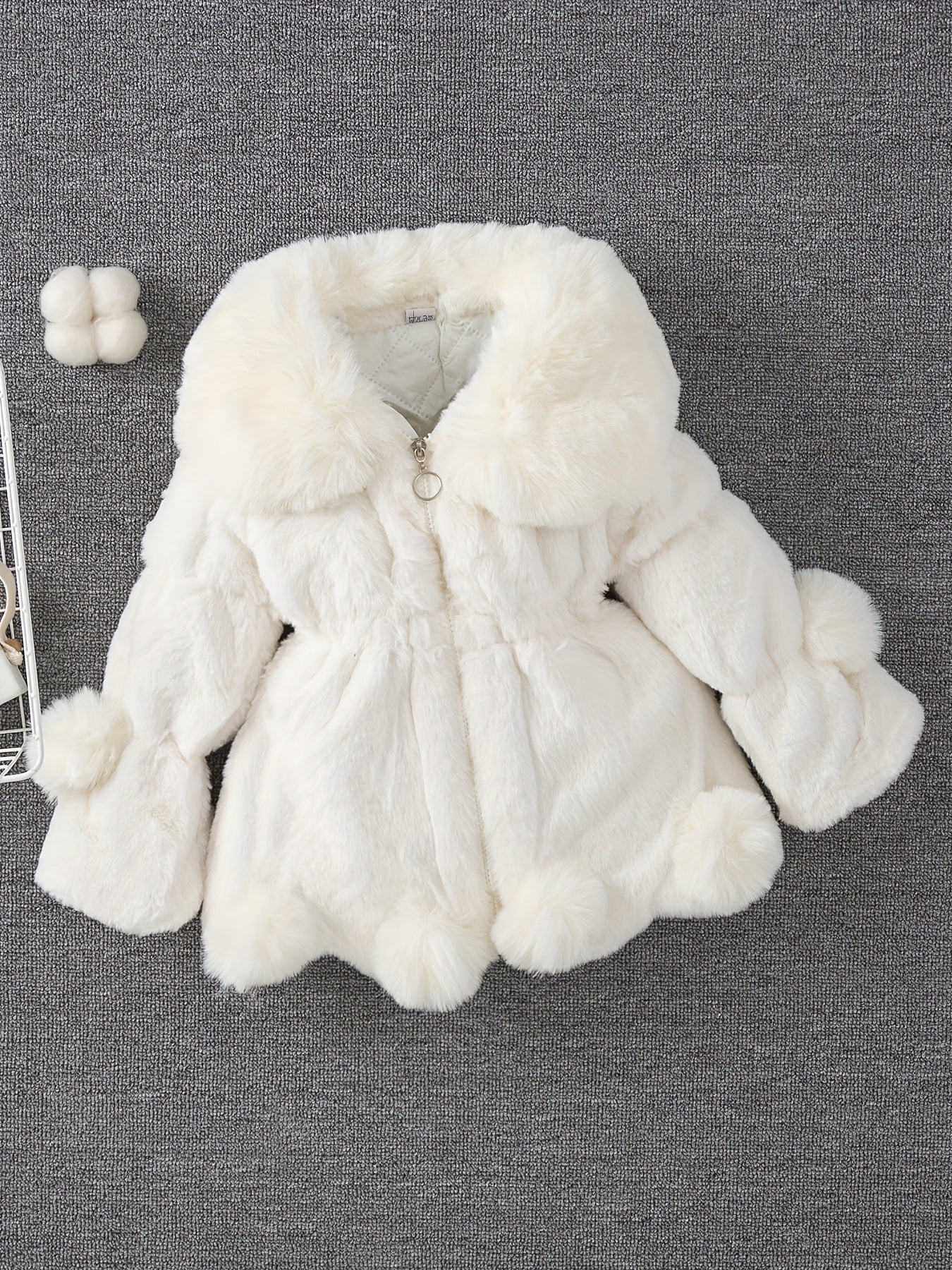 Girls’ Autumn & Winter Wool Coat | Thickened Quilted Jacket with Faux Fur Ears - RAC25JP3262GOW