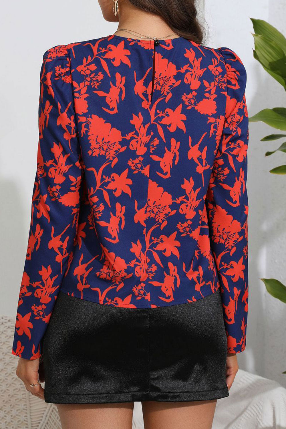 Women Casual Round Neck Printed Long-Sleeves Shirt&Blouse