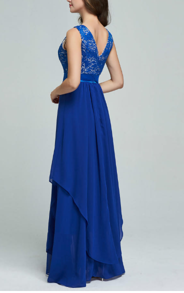 Women Slim Long Prom Wedding Dress Blue
