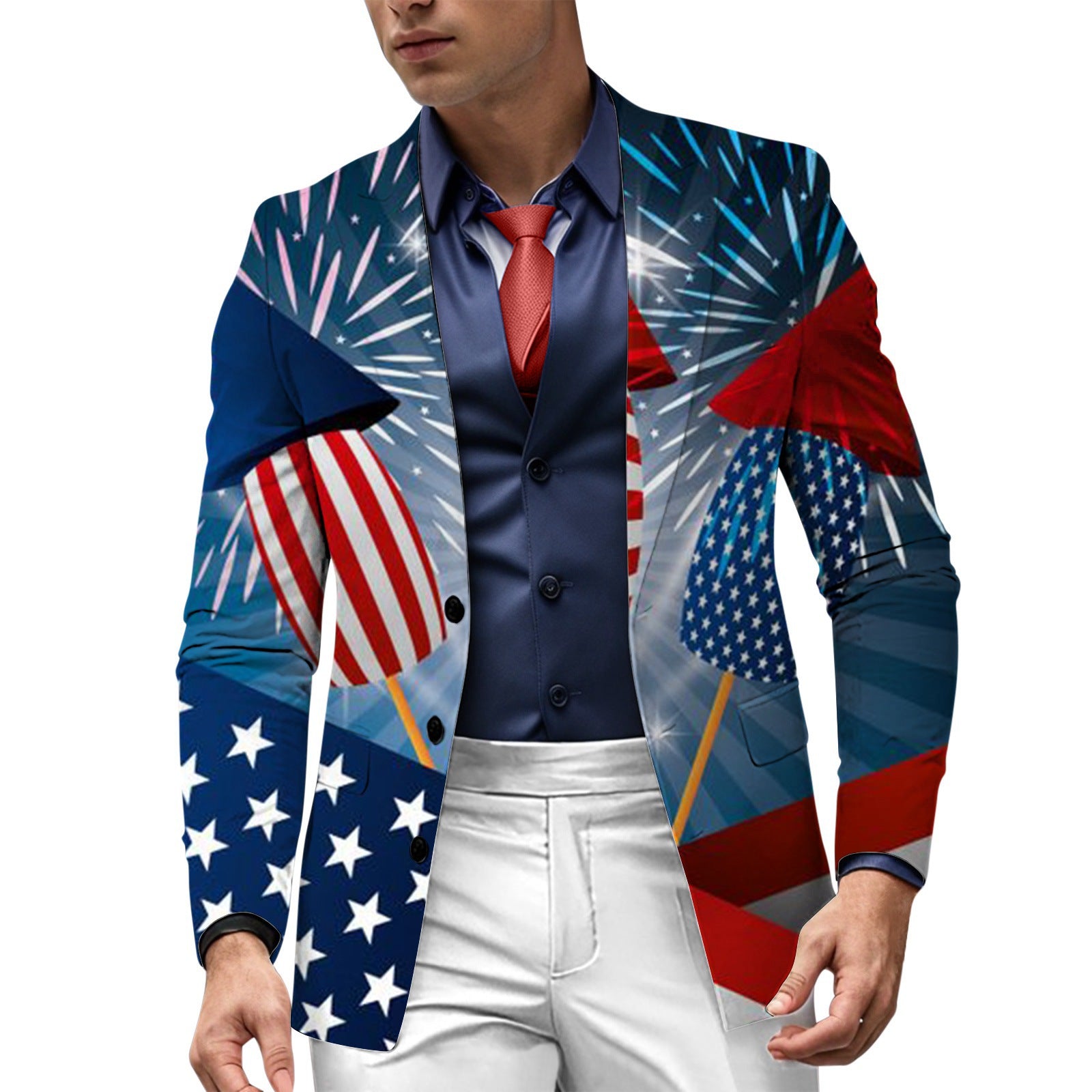 American Flag 3D Print Casual Suit Jacket
