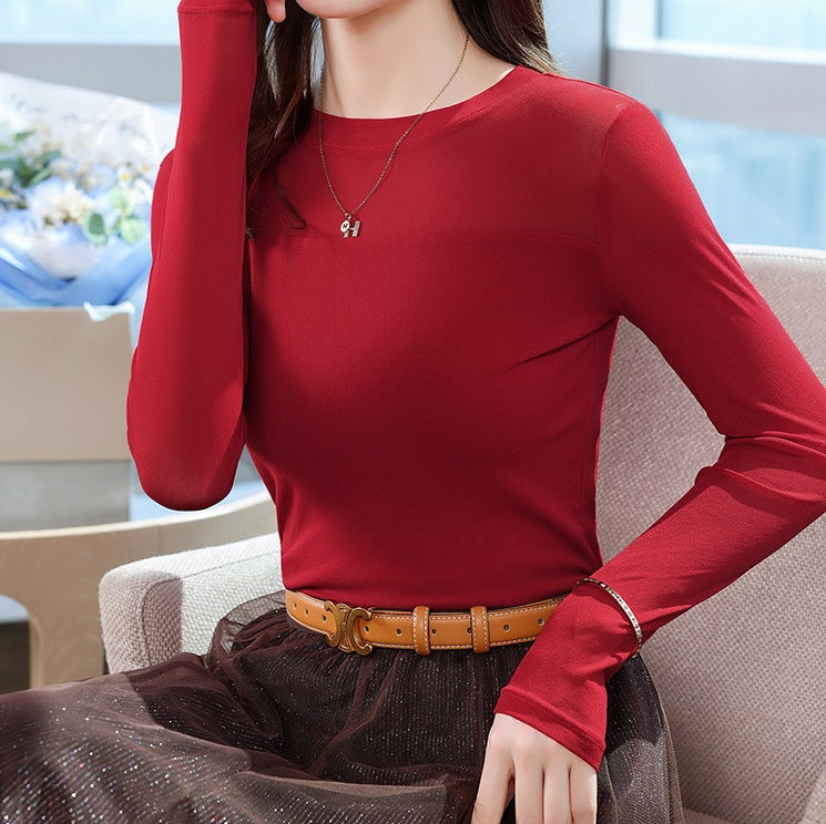 Women's Long-Sleeved Autumn Inner Layer Top - Soft Comfortable Base Shirt