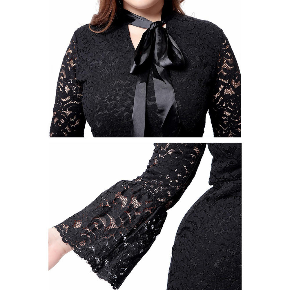 Flattering Plus Size Midi Flare Sleeves Dress