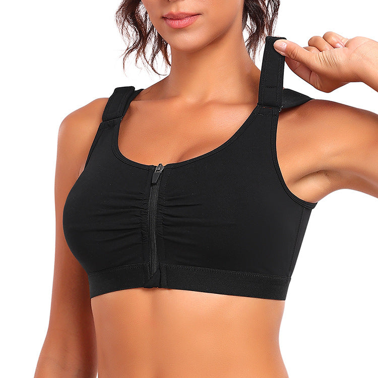 New Front Zipper Sports Bra Without Rims for Large Cup Support – Comfortable Large Size Active Bra