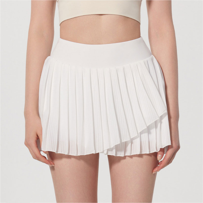 Yoga Pleated Sports Skirt with Built-In Shorts - Anti-Exposure Running, Golf & Tennis Skort