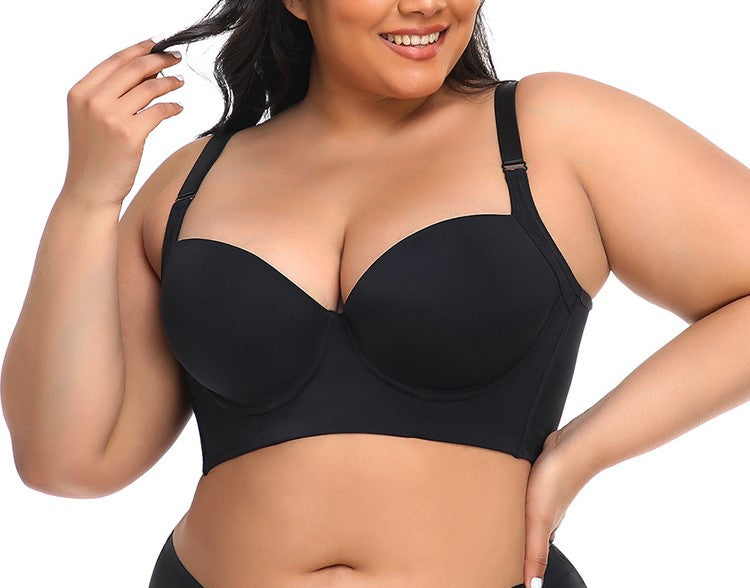 Push-Up Seamless Cup Vest-Style Sports Bra with Underarm Smoothing, Shaping Fit, Backless Design & Three-Row Hook-and-Eye Closur