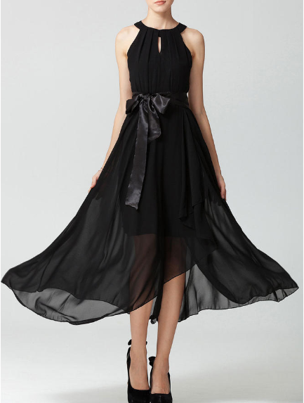 Women Chiffon Sleeveless Long Prom Dress