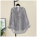 Women's Printed Striped Shirt - Spring New Style, Loose-Fit Fashion Cardigan Long-Sleeve Top