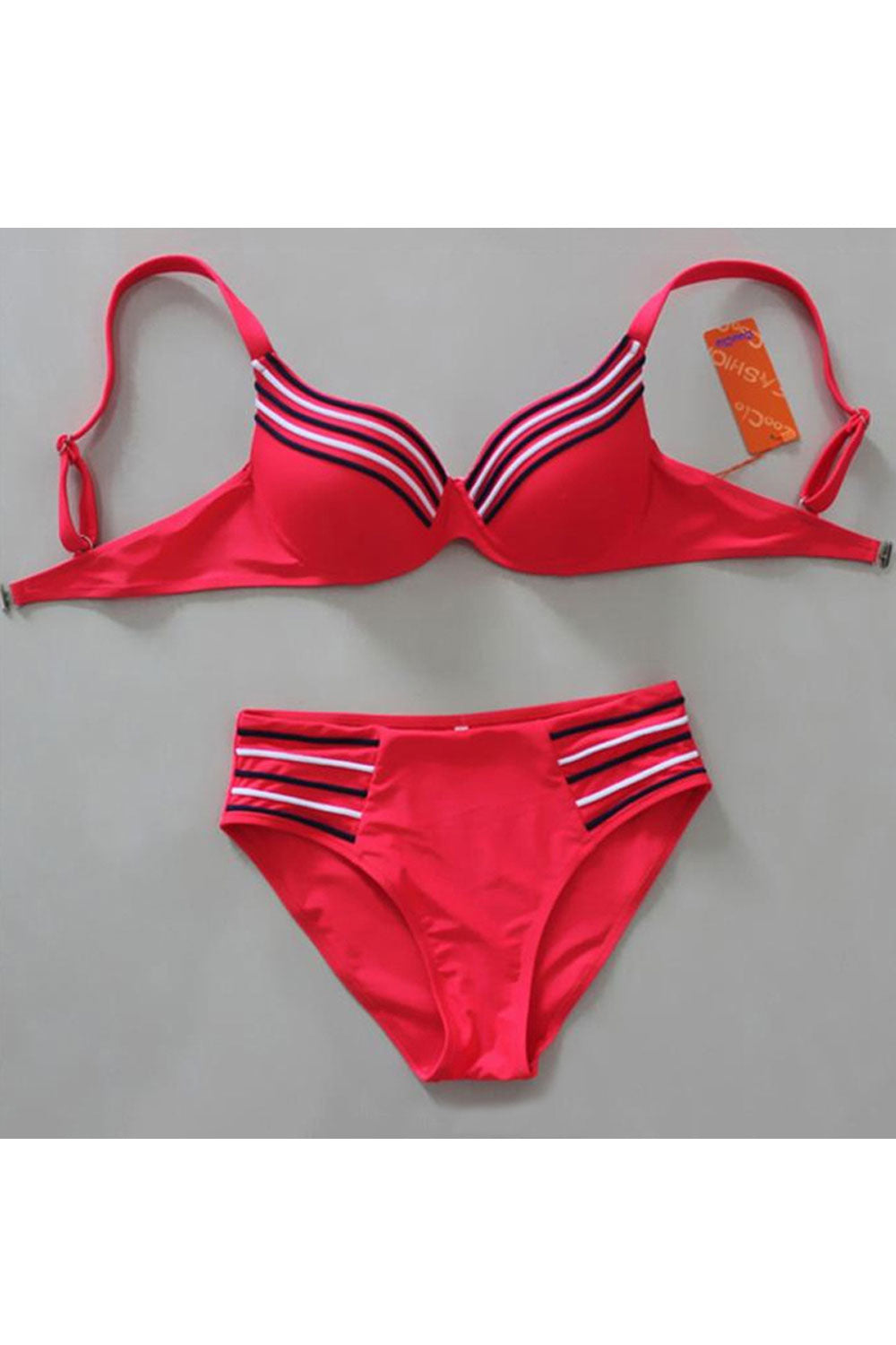 Women Striped Adjustable Beach Out Swimsuit Set