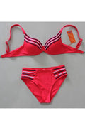 Women Striped Adjustable Beach Out Swimsuit Set
