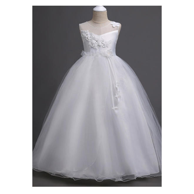 Kids Flower Bust Long Length Girls Dress